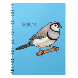 Double-barred finch bird cartoon illustration notebook