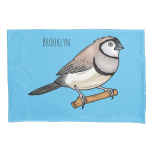 Double-barred finch bird cartoon illustration pillowcase