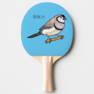 Double-barred finch bird cartoon illustration  ping pong paddle