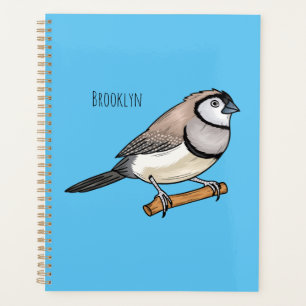 Double-barred finch bird cartoon illustration planner