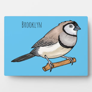 Double-barred finch bird cartoon illustration plaque