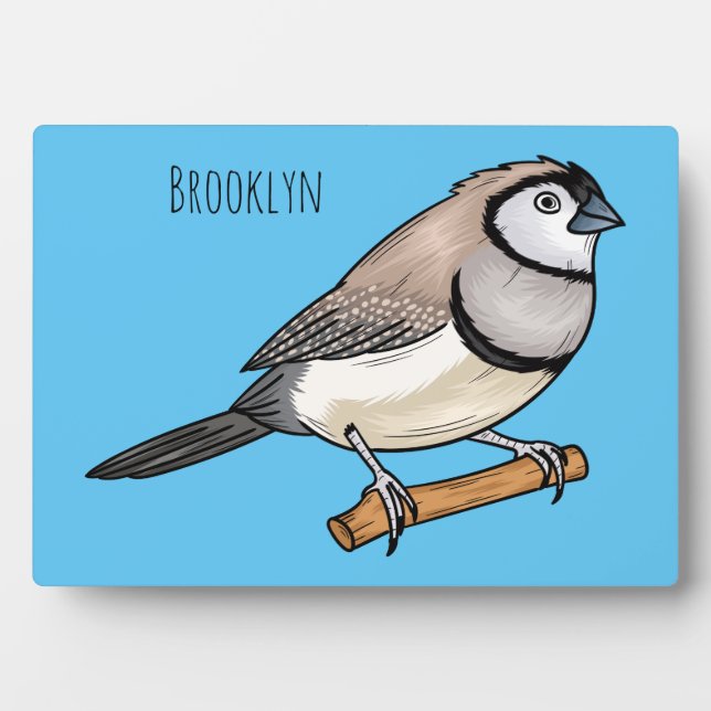 Double-barred finch bird cartoon illustration  plaque (Front)