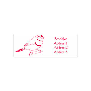 Double-barred finch bird cartoon illustration self-inking stamp