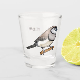 Double-barred finch bird cartoon illustration shot glass