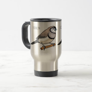 Double-barred finch bird cartoon illustration travel mug
