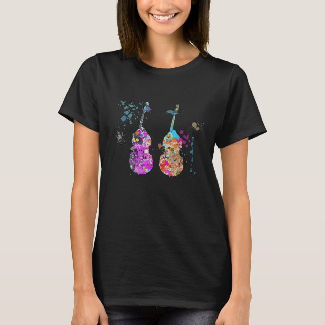 Double Bas Instrument Silhouette Double Bass T-Shirt (Front)