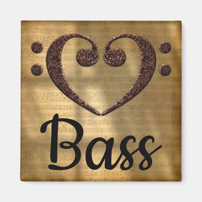 Double Bass Clef Heart Bass Magnet (Front)