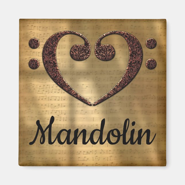 Double Bass Clef Heart Mandolin Magnet (Front)