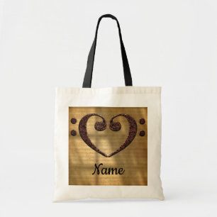Double Bass Clef Heart Sheet Music Customized Tote Bag