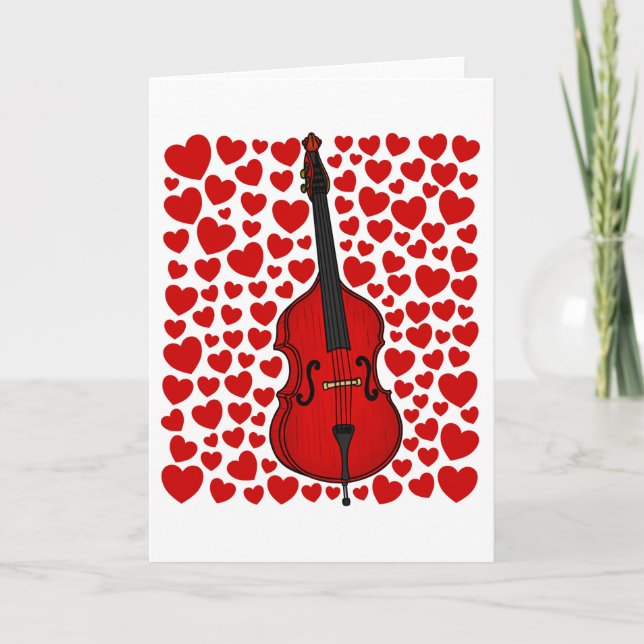 Double Bass Hearts Valentines Anniversary Card (Front)
