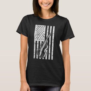 Double Bass Instrument US Flag Double Bass T-Shirt