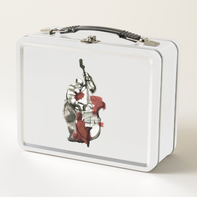 Double bass player metal lunch box (Front)