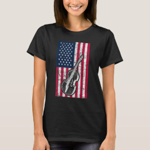 Double Bass US Flag Patriotic Double Bass Player T-Shirt