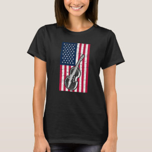 Double Bass US Flag Patriotic Double Bassist Premi T-Shirt