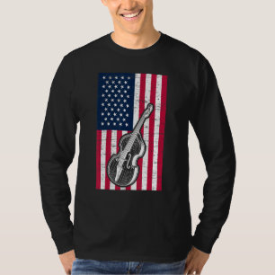 Double Bass US Flag Patriotic Double Bassist T-Shirt