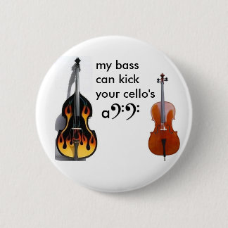 Double bass vs. cello 6 cm round badge