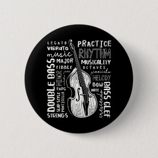 Double Bass Word Cloud Upright Bass Art Music 6 Cm Round Badge