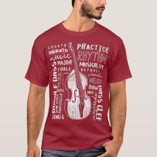 Double Bass Word Cloud Upright Bass Art Music T-Shirt