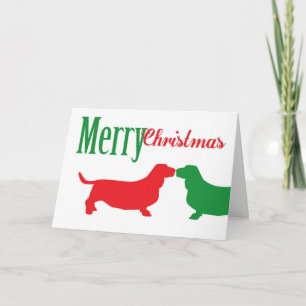 Double Bassett Hound Christmas Card