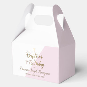 Double Birthday and baptism Party Pink baby Girl Favour Box