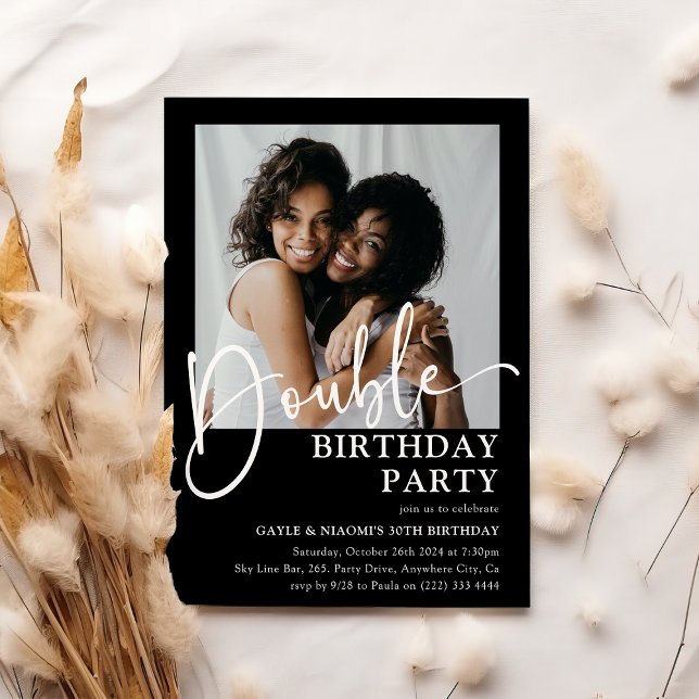 Double BIRTHDAY PARTY Minimal Joint Birthday Invitation (Creator Uploaded)