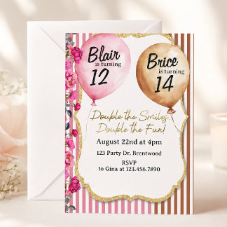 Double Birthday Party | Sibling Joint Birthday Invitation