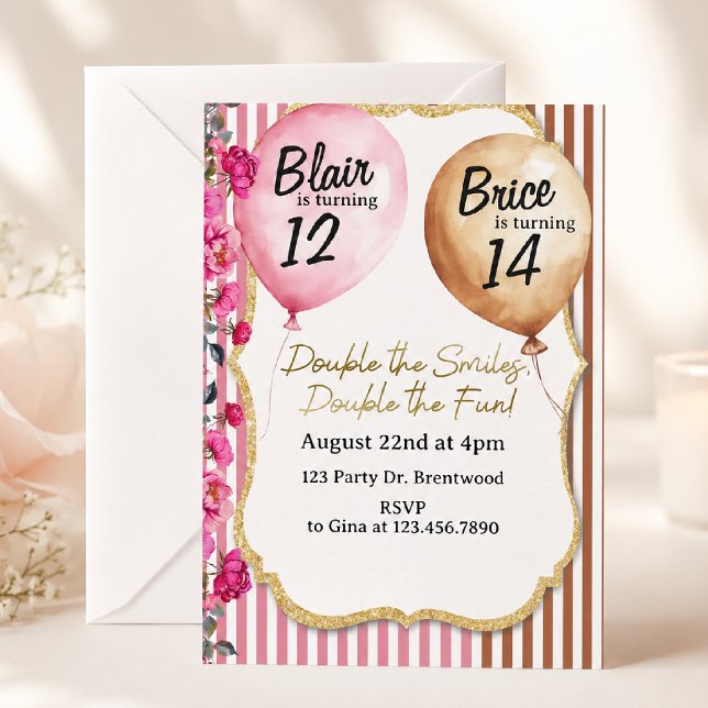 Double Birthday Party | Sibling Joint Birthday Invitation (Creator Uploaded)