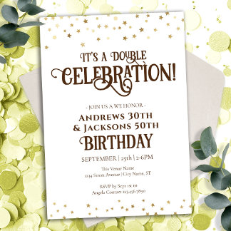 Double Birthday Party Star Confetti  Invitation