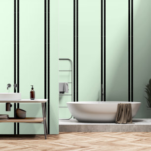 Double Black Stripes On Pale Green  Wallpaper