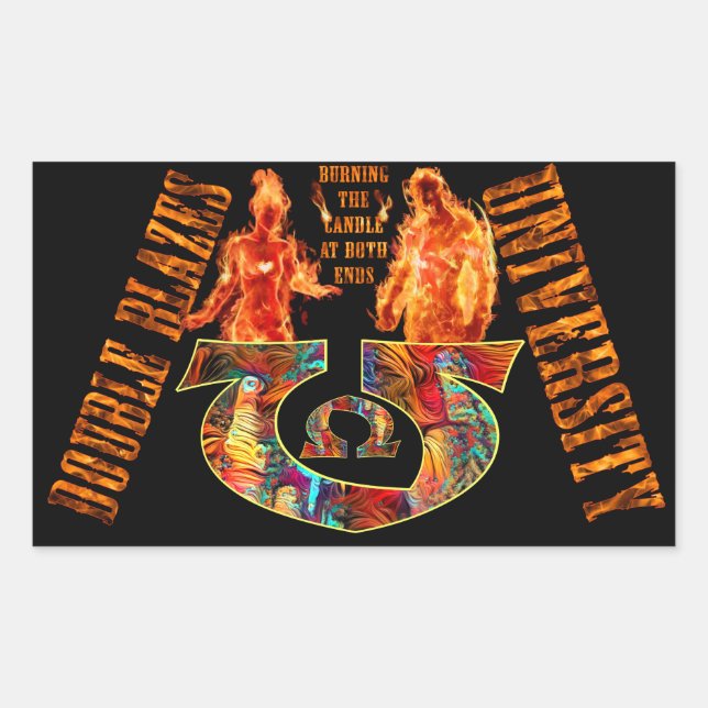 Double Blazes University Rectangular Sticker (Front)