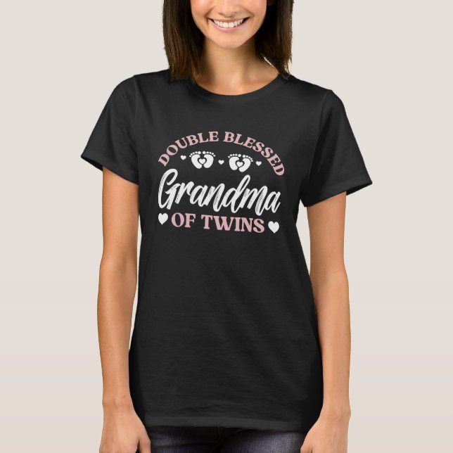 Double Blessed Grandma Of Twins Twin Grandma T-Shirt (Front)