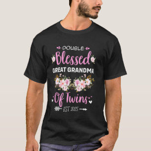 Double Blessed Great Grandma Of Twins Baby Reveal T-Shirt