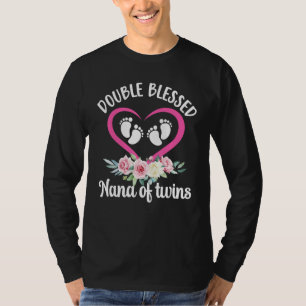 Double Blessed Nana Of Twins Twin Nana Grandma T-Shirt