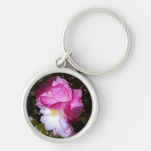 Double Blossomed Pink Camellia Floral Key Chain