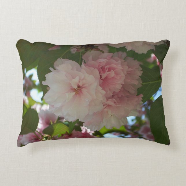 Double Blossoming Cherry Tree I Spring Floral Decorative Cushion (Front)