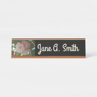 Double Blossoming Cherry Tree I Spring Floral Desk Name Plate