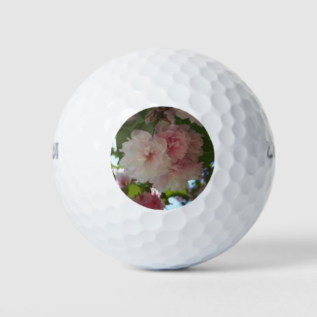 Double Blossoming Cherry Tree I Spring Floral Golf Balls (Front)