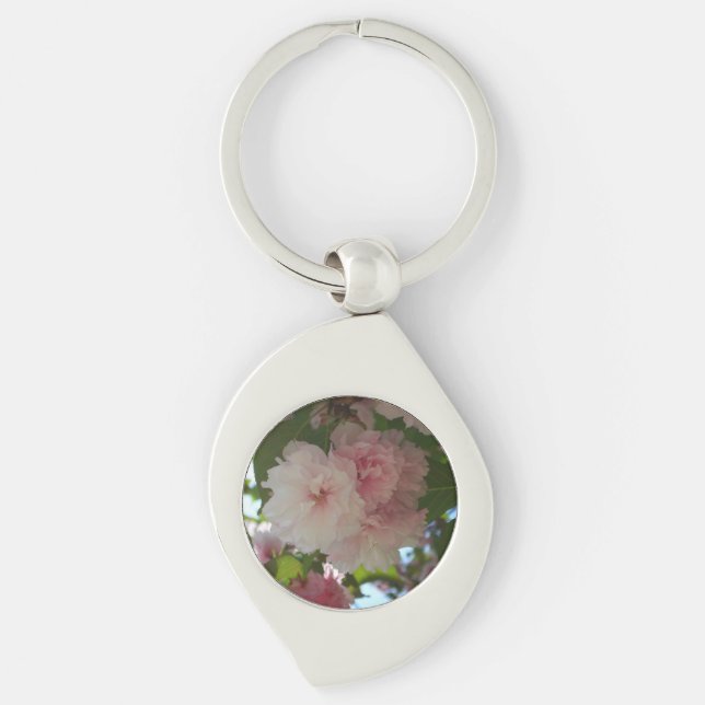 Double Blossoming Cherry Tree I Spring Floral Key Ring (Front)