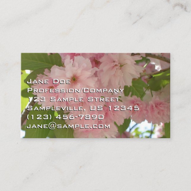 Double Blossoming Cherry Tree II Spring Floral Business Card (Front)