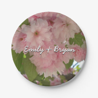 Double Blossoming Cherry Tree II Spring Floral Paper Plate