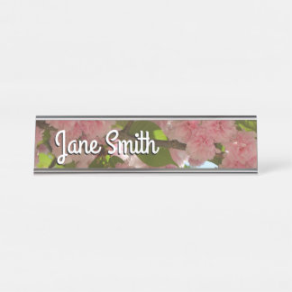 Double Blossoming Cherry Tree III Spring Floral Desk Name Plate