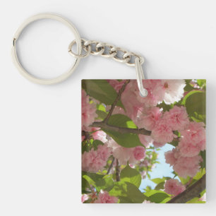 Double Blossoming Cherry Tree III Spring Floral Key Ring