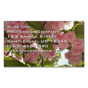 Double Blossoming Cherry Tree III Spring Floral Magnetic Business Card