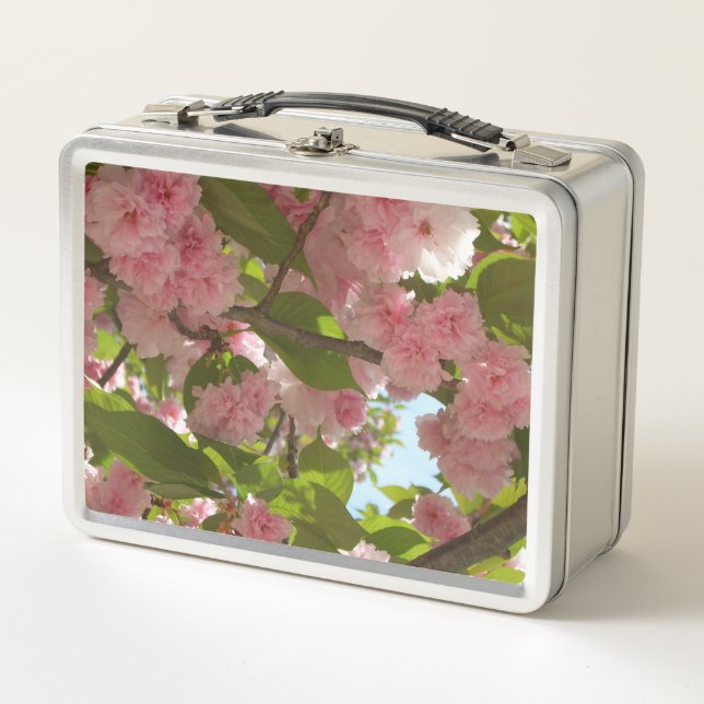 Double Blossoming Cherry Tree III Spring Floral Metal Lunch Box (Front)