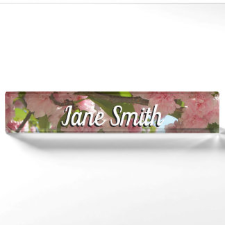 Double Blossoming Cherry Tree III Spring Floral Nameplate