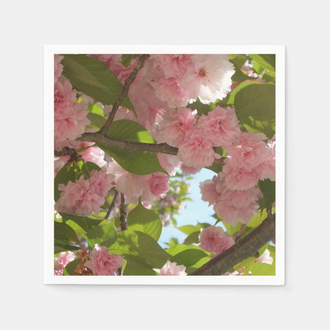 Double Blossoming Cherry Tree III Spring Floral Napkin (Front)