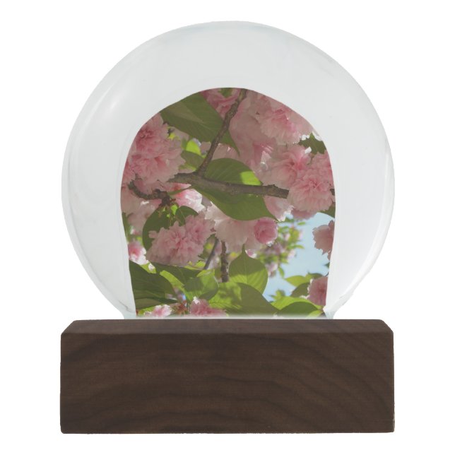 Double Blossoming Cherry Tree III Spring Floral Snow Globe (Front)