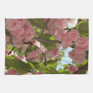 Double Blossoming Cherry Tree III Spring Floral Tea Towel