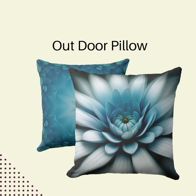 Double Blue Flower on Black Background Cushion (Creator Uploaded)