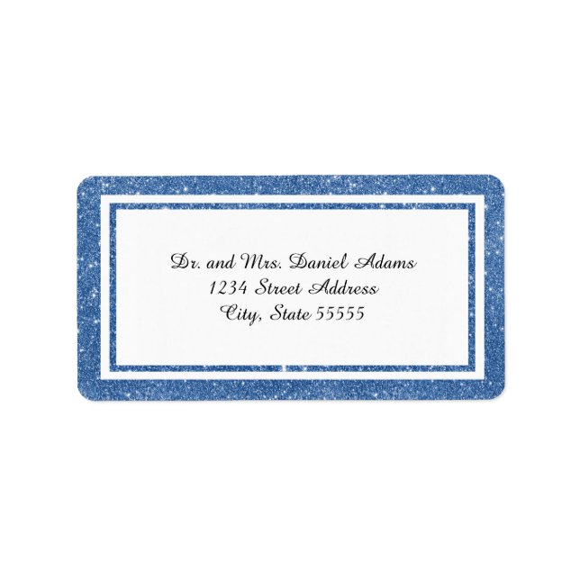 Double Blue Glitter Trim - Address Label (Front)